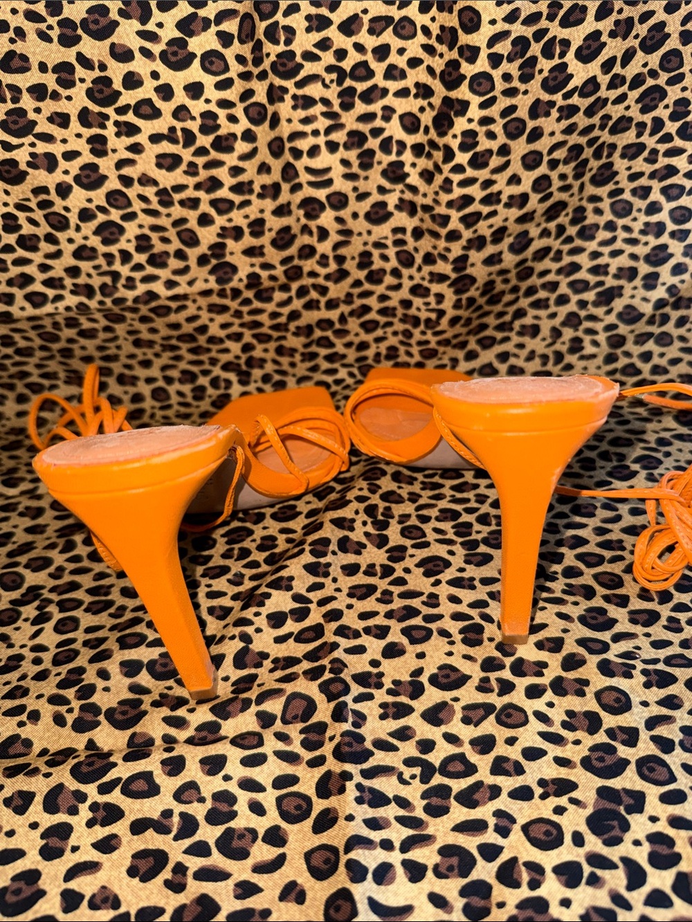 SCHUTZ Orange Lace-Up Strappy Heels - Picture 4 of 5